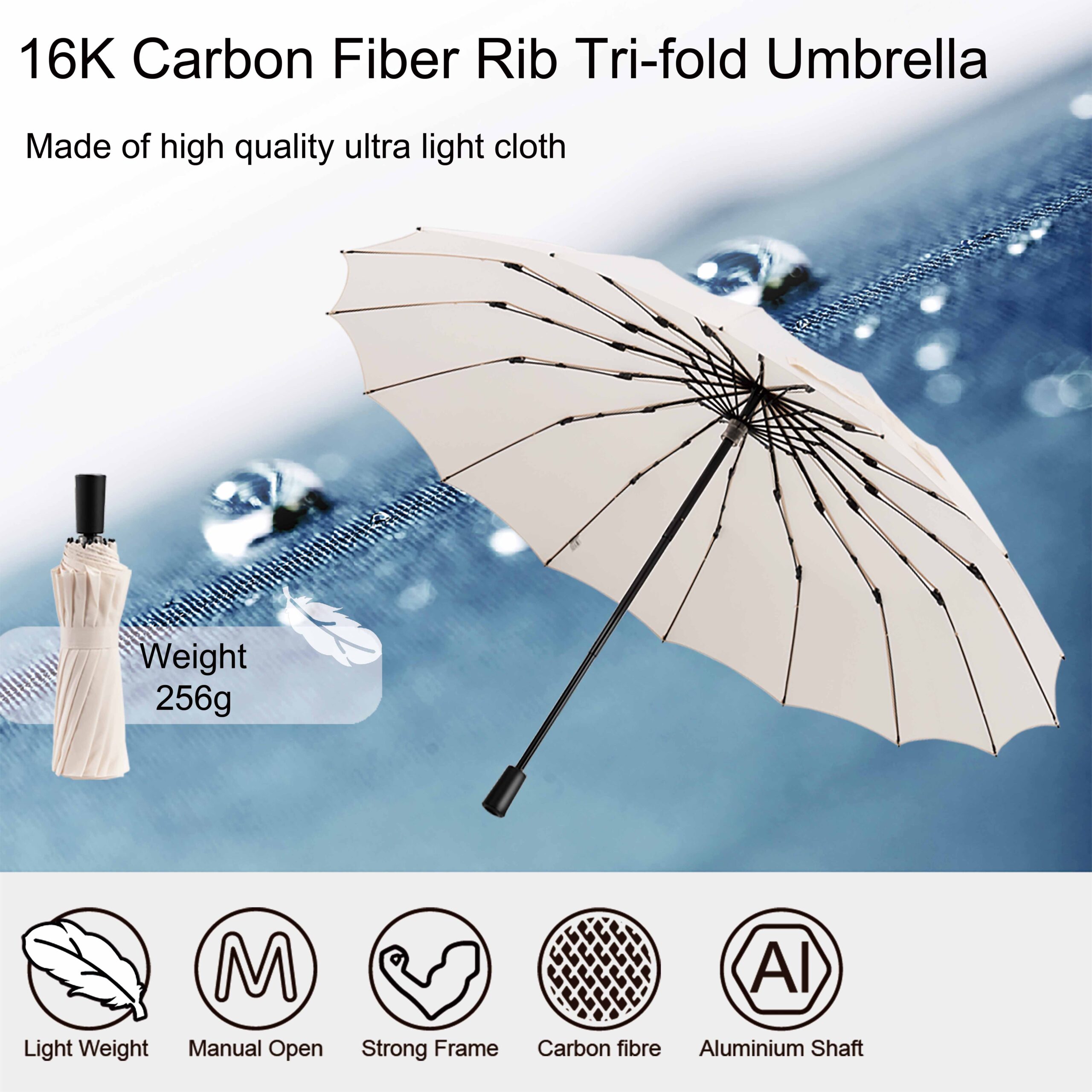 carbon fiber tri-fold umbrella